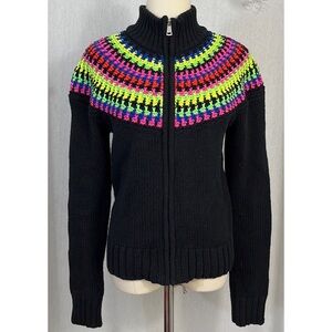 Lauren Ralph Lauren Black Multicolor Sweater Cardigan